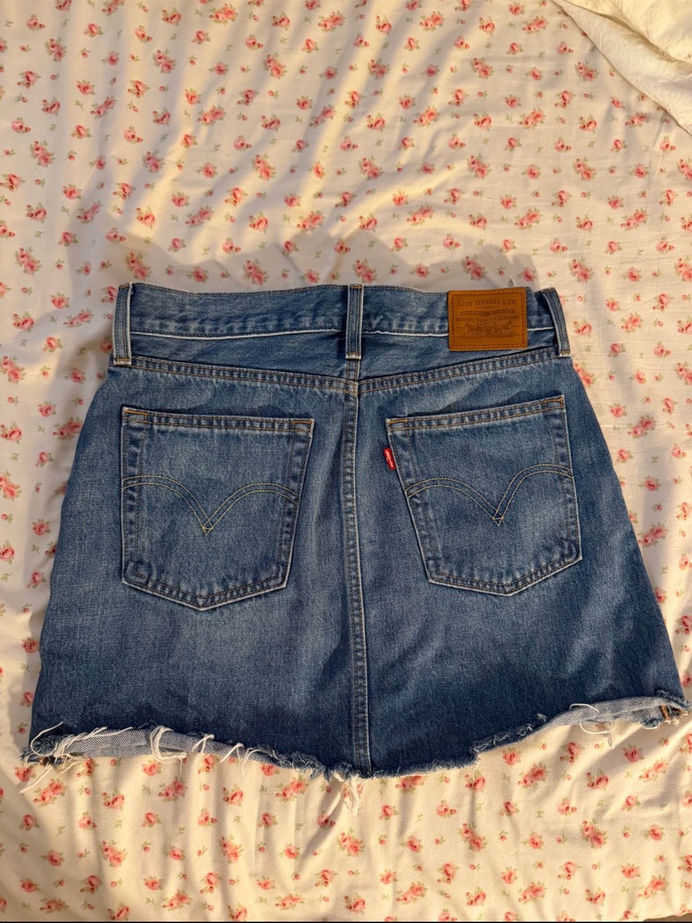 Levi's Blue Denim Skirt with Frayed Hem